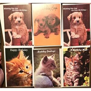 Vintage Fantusy Birthday Greeting Cards Lot of 6 W Envelopes. (Gg31)